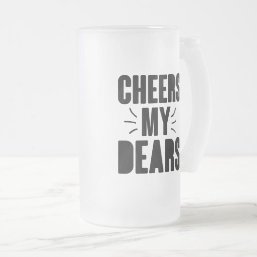 応援マイ親愛ハンドドロータイポグラフィデザイン フロストグラスビールジョッキ (正面右)