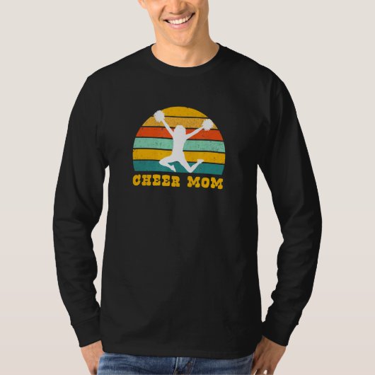 応援ママとヴィンテージ夕日 Tシャツ (正面)