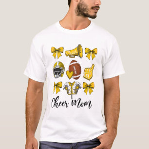 応援ママイエローウィメンズチアリーティングサッカーコック Tシャツ