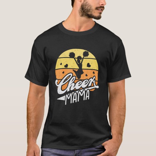 応援ママチアリーダーママ応援ママレインボーモザ Tシャツ (正面)