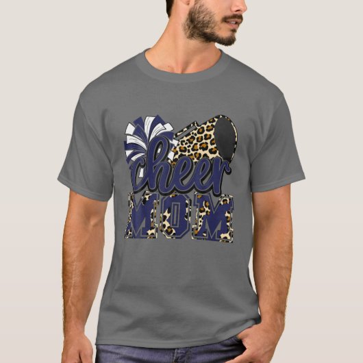 応援ママネイビーレオパード応援ポムズ Tシャツ (正面)
