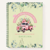 応援ママヴィンテージグリーンフローラトラックコケット ノートブック (正面)