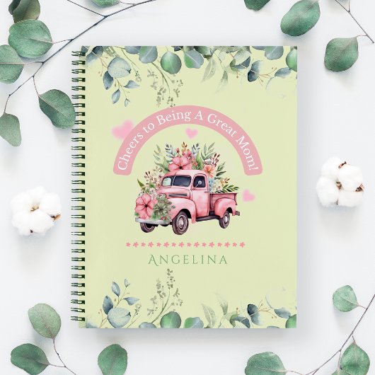 応援ママヴィンテージグリーンフローラトラックコケット ノートブック