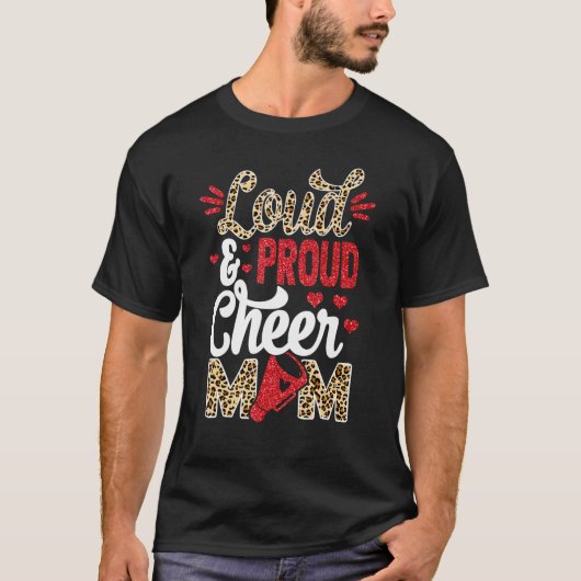 応援ママ最大ファンレオパード印刷とPom Pom Tシャツ (正面)
