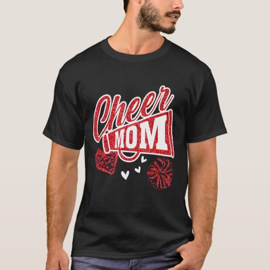 応援ママ最大ファンレオパード印刷とPom Pom Tシャツ (正面)