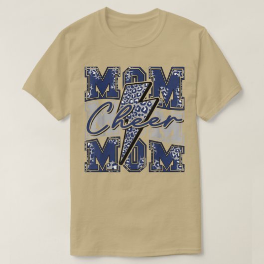 応援ママ稲妻ボルト応援レオパードネイビーブルー Tシャツ (デザイン正面)