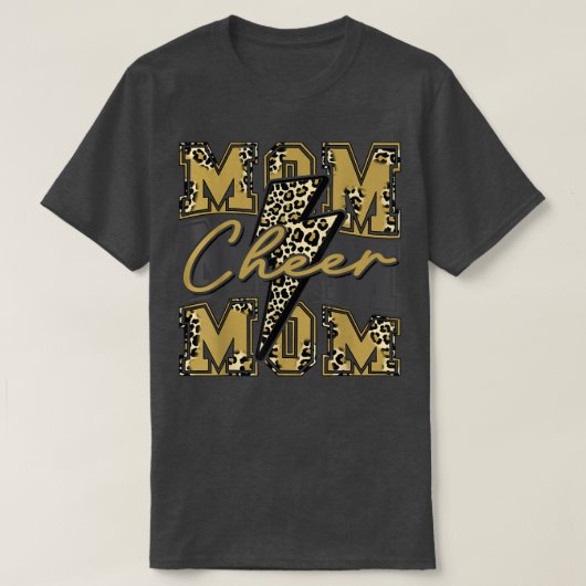 応援ママ稲妻ボルト応援レオパード金ゴールド Tシャツ (デザイン正面)