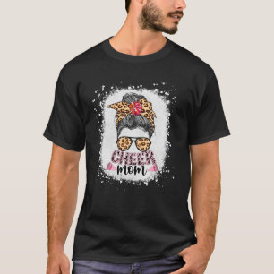 応援ママLeopard Messy Bunチアリーダー漂白M Tシャツ