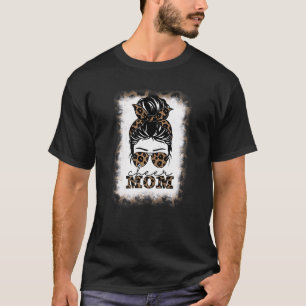 応援ママLeopard Messy Bunチアリーダー漂白M Tシャツ