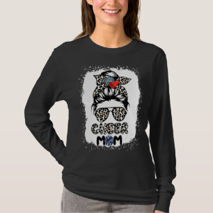 応援ママLeopard Messy Bunチアリーダー漂白M Tシャツ