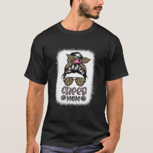 応援ママLeopard Messy Bunチアリーダー漂白M Tシャツ