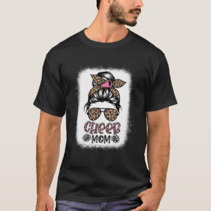 応援ママLeopard Messy Bunチアリーダー漂白M Tシャツ