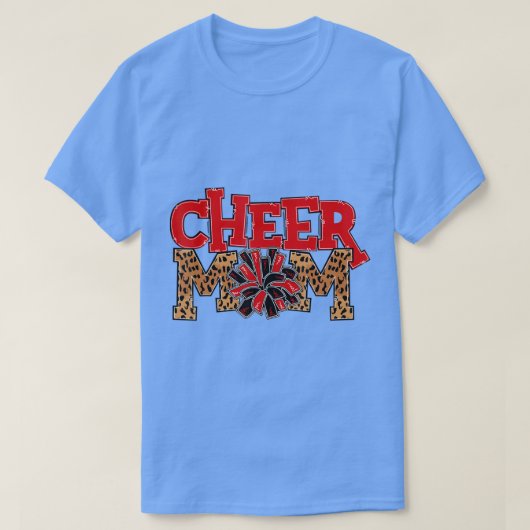 応援マムヒョウ赤と黒のポムポム付き Tシャツ (デザイン正面)