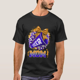 応援マムブルー金ゴールドポンポンメガフォンコケットボウ Tシャツ