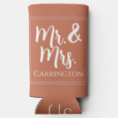 応援ミスター&ミセス・テラコッタ結婚式の引き出物 スリム缶クーラー (裏面)