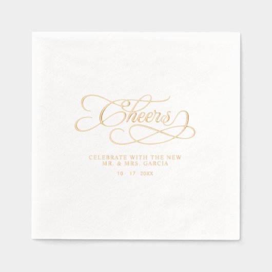 応援ミセス結婚書道金ゴールド 箔ナプキン (正面)