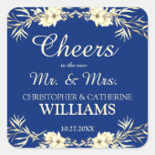 応援ミセス・ブルーフローラ結婚ズ スクエアシール (正面)