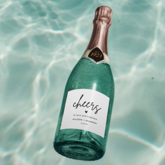 応援ミニマリストのカスタムウェディング スパークリングワインラベル