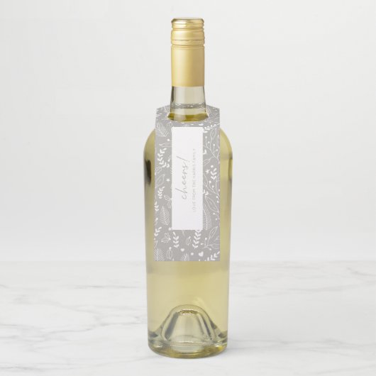 応援ミニマリストグレーホリーパターン ボトルネックタグ (ボトル)