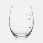 応援ミニマル白黒スクリプトカスタムウェディング ステムなしワイングラス (右)