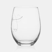 応援ミニマル白黒スクリプトカスタムウェディング ステムなしワイングラス (左)