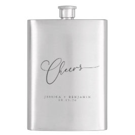 応援ミニマル白黒スクリプトカスタムウェディング フラスク