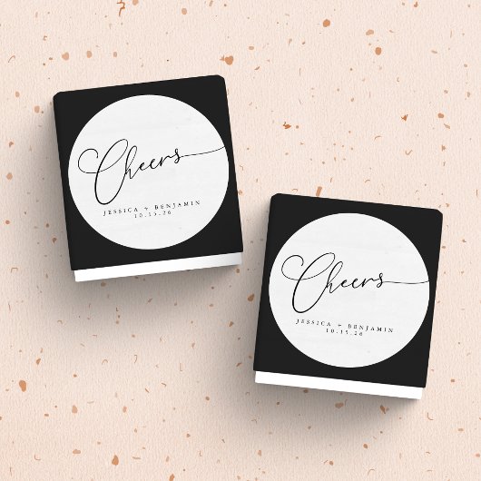 応援ミニマル白黒スクリプトカスタムウェディング ラウンドシール