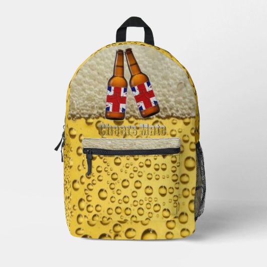 応援メイトブリティッシュビールボトルバックパック プリントバックパック (正面)