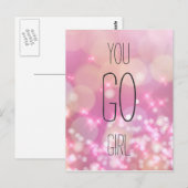 応援メッセージ - ピンクスパークル名言 ポストカード (正面/裏面)