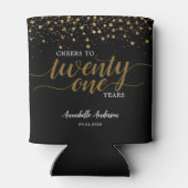 応援モダンから金ゴールドブラック紙吹雪21st誕生日 缶クーラー (裏面)