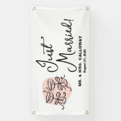 応援モダンたった今結婚しましたカーバナー 横断幕 (縦)