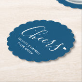 応援モダンな青および白いのハートの原稿のコースター ペーパーコースター (アングル)