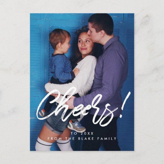 応援モダンの年末年始の家族の写真 ポストカード (正面)