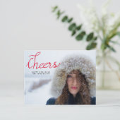 応援モダンの赤い手書きの写真 ポストカード (スタンド正面)