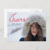 応援モダンの赤い手書きの写真 ポストカード (正面/裏面)