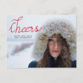 応援モダンの赤い手書きの写真 ポストカード (正面)