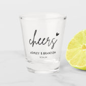 応援モダンウエディングパーティーの好意ショットグラス ショットグラス (正面)