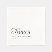 応援モダンエレガントシンプルズブラック&ホワイト結婚ズ スタンダードカクテルナプキン (正面)