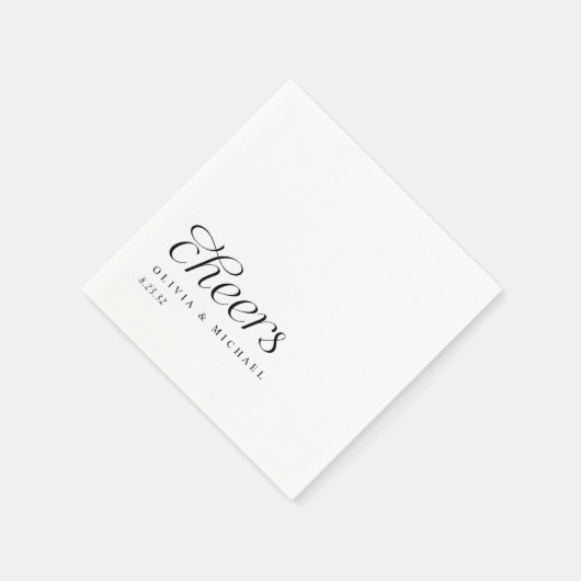 応援モダンエレガントシンプルズブラック&ホワイト結婚ズ スタンダードカクテルナプキン (角)