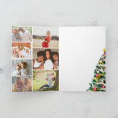 応援モダンクリスマスツリーの水色7枚の写真 カード (内部)