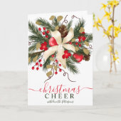 応援モダンクリスマスフローラウォーターカラー7写真 カード (黄色い花)