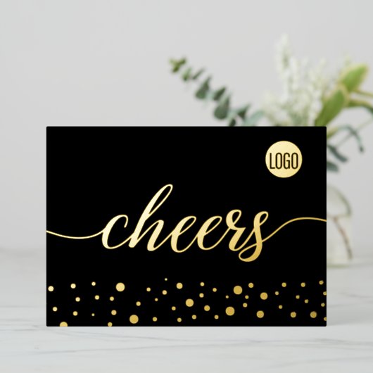 応援モダンスエレガントクリッ企業のトロゴ金ゴールド 箔シーズンカード (立ち正面)