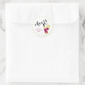 応援モダンハッピーニューイヤーのワインと金ゴールドドット ラウンドシール (バッグ)