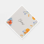 応援モダンフラワーズナスターチウムブルーボタニカル スタンダードランチョンナプキン (角)