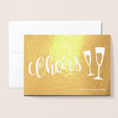 応援モダンブラシ付きスクリプトシャンパンフルート 箔カード (封筒付き正面)