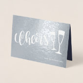 応援モダンブラシ付きスクリプトシャンパンフルート 箔カード (正面)