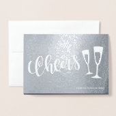 応援モダンブラシ付きスクリプトシャンパンフルート 箔カード (封筒付き正面)