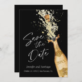 応援モダンブラックカードと金ゴールドカードの日付を保存 招待状 (正面/裏面)