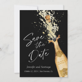 応援モダンブラックカードと金ゴールドカードの日付を保存 招待状