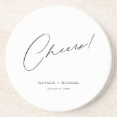 応援モダンユニークパーソナライズされたカスタム結婚式 コースター (正面)